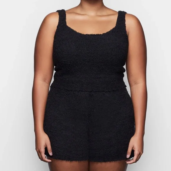 SKIMS Cozy Knit Tanks Shorts set (Onyx)